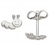 Kinder Ohrstecker "Raupe" 925 Sterling Silber/teilmattiert | Silberschmuck