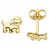 Ohrstecker "Hund" 333 Gelbgold