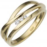 Damen Ring mehrbahnig 585 Gelbgold mit 3 Brillanten 0,08 ct. | Gelbgoldschmuck