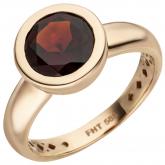 Damen Ring 585 Rotgold mit Granat rot