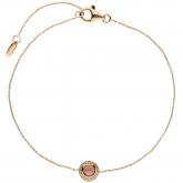 Anker-Armband 585 Rotgold mit Turmalin Cabochon pink und 16 Brillanten 20 cm | Rosé- und Rotgoldschmuck