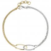 Armband 2-reihig 585 Gelb-/Weißgold mit 18 Brillanten 19,5 cm | Bicolor Schmuck