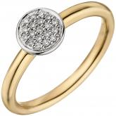 Damen Ring 585 Gelb-/Weißgold mit 19 Brillanten 0,10 ct. rund | Gelbgoldschmuck