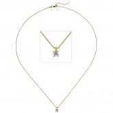 Collier mit Anhänger Brillant 0,15 ct. 585 Gelbgold ca. 45 cm | Gelbgoldschmuck