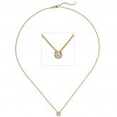 Collier/Ankerkette 585 Gelbgold mit Brillant 0,15 ct. 45 cm | Gelbgoldschmuck