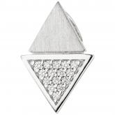 Anhänger "Dreieck-Doppel" 925 Silber/teilmatt mit 15 Zirkonia weiß | Edelsteine