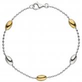 Armband mit Ovalen 925 Sterling Silber/teilvergoldet 19 cm | Bicolor Schmuck
