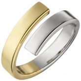 Damen Ring offen 925 Silber/teilvergoldet bicolor