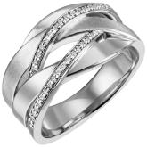 Damen Ring 925 Sterling Silber mit 34 Zirkonia weiß Flecht-Optik | Silberschmuck