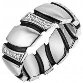 Damen Ring 925 Sterling Silber mit 30 Zirkonia weiß und Lack schwarz | Silberschmuck