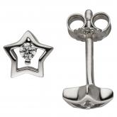 Kinder Ohrstecker "Stern" 925 Sterling Silber mit 2 Zirkonia weiß | Silberschmuck