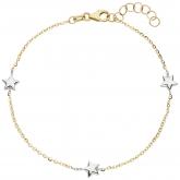 Anker-Armband "Sterne" 375 Gelb-/Weißgold diamantiert 18 cm | Bicolor Schmuck