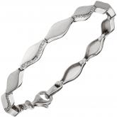 Armband 925 Sterling Silber mit 55 Zirkonia weiß 19 cm  Navette-Form | Edelsteine