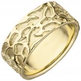 Damen Ring 585 Gelbgold/teilmatt floral