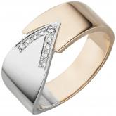 Damen Ring 585 Weiß-/Rotgold bicolor mit 9 Brillanten 0,10 ct. | Bicolor Schmuck