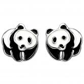 Kinder Ohrstecker "Panda" 925 Sterling Silber mit Lack schwarz/weiß | Silberschmuck