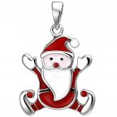 Kinder Anhänger "Weihnachtsmann" 925 Sterling Silber mit Lack bunt | Silberschmuck