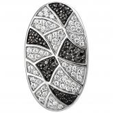 Anhänger oval 925 Sterling Silber mit 95 Zirkonia schwarz/weiß Mosaik | Edelsteine