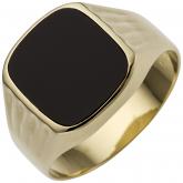 Herren Ring 585 Gelbgold mit Onyx schwarz quadratisch