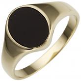 Damen Ring 585 Gelbgold mit Onyx schwarz oval