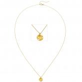 Collier 750 Gelbgold mit Anhänger rund strukturiert ca. 45 cm | Gelbgoldschmuck