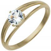 Damen Ring 585 Gelbgold mit Blautopas zweireihig | Edelsteine