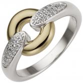 Damen Ring 585 Weiß-/Gelbgold Kreis-Optik mit 32 Brillanten 0,13 ct. | Weißgoldschmuck