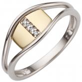 Damen Ring 585 Weiß-/Gelbgold bicolor mit 4 Brillanten | Bicolor Schmuck