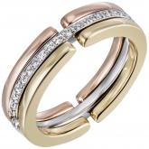 Damen Ring 585 Tricolor Gold mit Brillanten ca. 0,21 ct. rundum | Bicolor Schmuck