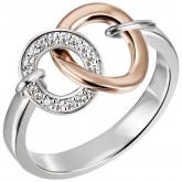 Damen Ring "Rondelle-beweglich" 925 Silber/teilrotvergoldet mit 18 Zirkonia weiß | Bicolor Schmuck