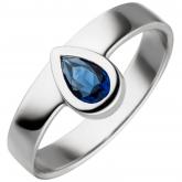 Damen Ring 925 Silber mit Glasstein Tropfen blau | Silberschmuck