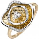 Damen Ring 585 Gelbgold bicolor mit 23 Brillanten 0,15 ct. | Gelbgoldschmuck