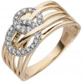 Damen Ring 585 Gelbgold 25 Brillanten "Kreise verschlungen" | Gelbgoldschmuck