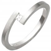 Damen Twist-Ring 950 Platin mit Diamant im Carree-Schliff | Platinschmuck