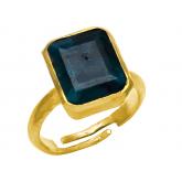 Ring 925 Silber/vergoldet mit Turmalin blau/grün Smaragdschliff | Vergoldet