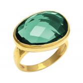 Ring 925 Silber/vergoldet mit Turmalin grün | Vergoldet