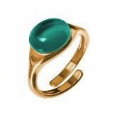 Ring 925 Silber/vergoldet mit Turmalin Cabochon grün | Vergoldet