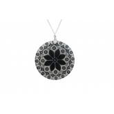 Collier 925 Silber mit Anhänger "schwarze Blume" Perlmutt | Perlen