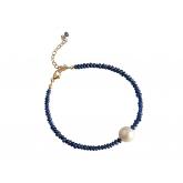 Armband vergoldet mit Blue Saphiren und Zuchtperle weiß | Vergoldet